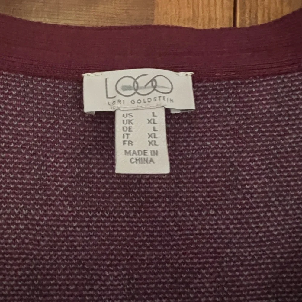LOGO by Lori Goldstein Burgundy and Gray Cardigan